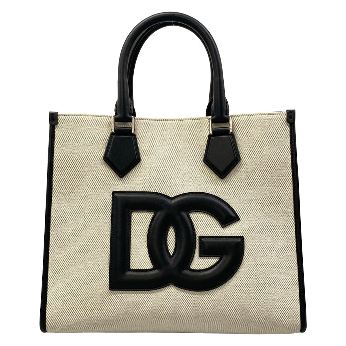 Dolce & Gabbana Tote Bag White Black Leather