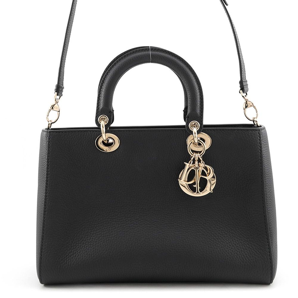 Dior Handbag Lady D-saia Medium 2-Way Black