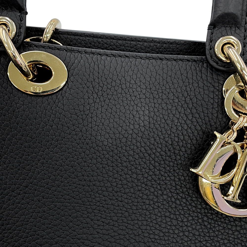 Dior Handbag Lady D-saia Medium 2-Way Black — view 8