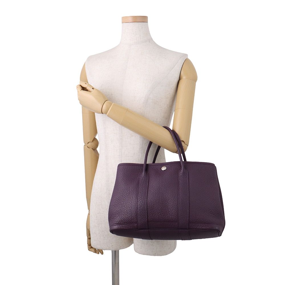 Hermes Tote Bag Garden Party TPM Cassis Silver Country — view 4