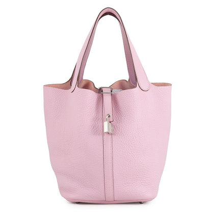 Hermes Handbag Picotin Lock MM Mauve Sylvestre Silver Taurillon Clemence Tote
