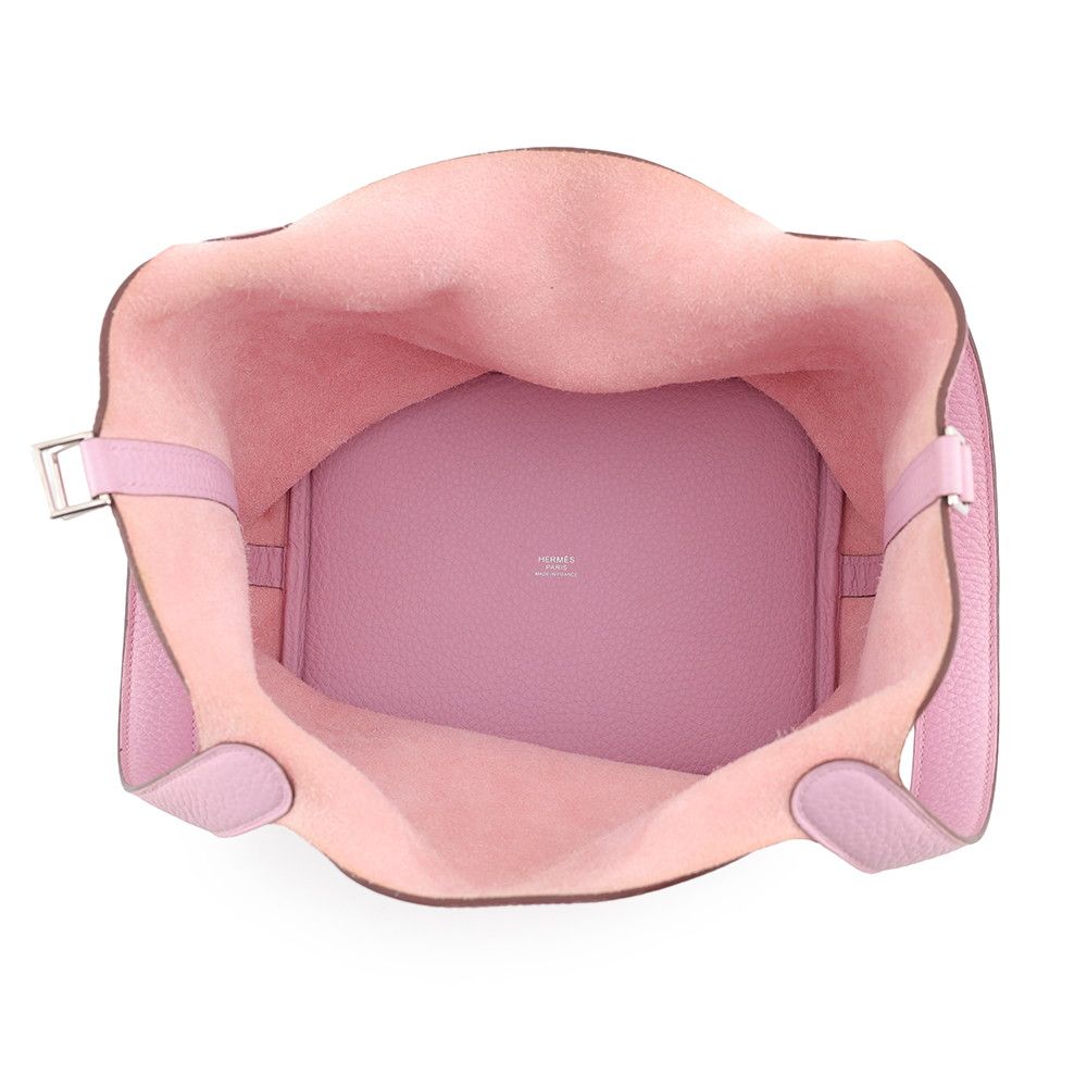 Hermes Handbag Picotin Lock MM Mauve Sylvestre Silver Taurillon Clemence Tote — view 5