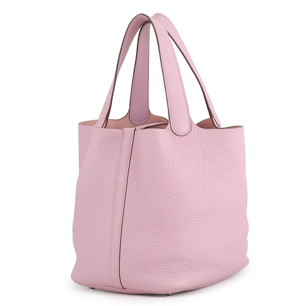 Hermes Handbag Picotin Lock MM Mauve Sylvestre Silver Taurillon Clemence Tote — view 2