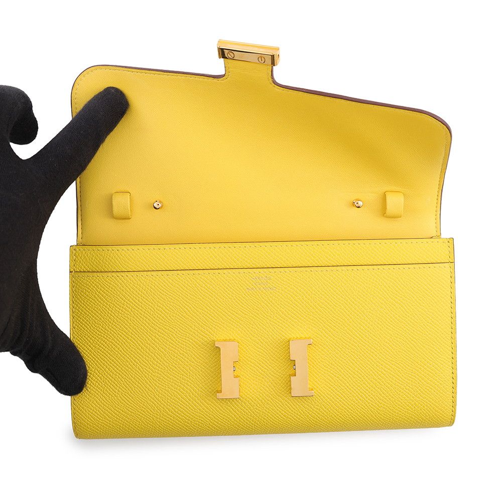 Hermes Wallet Constance to Go Long Jaune Naple Gold Epsom — view 4