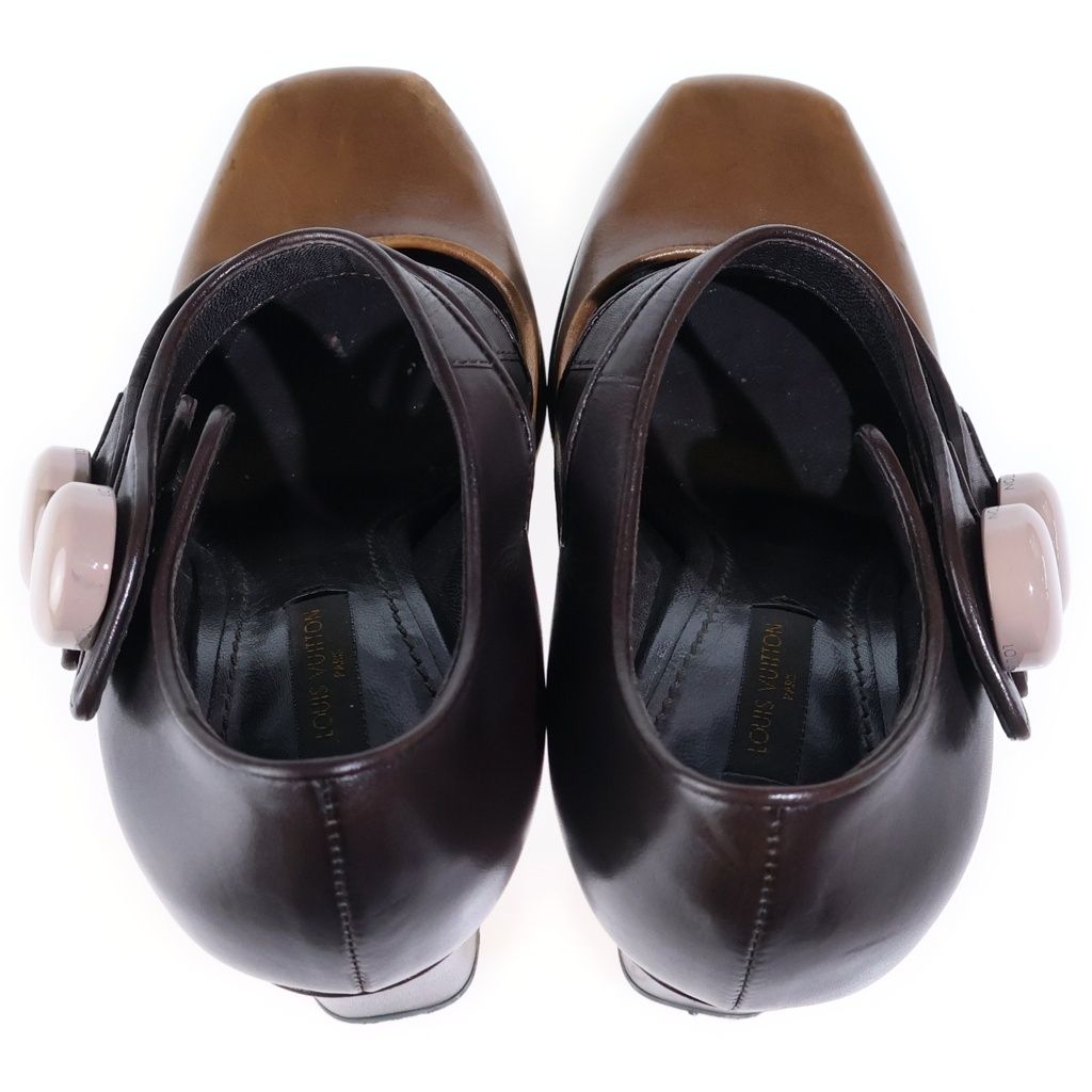 Louis Vuitton Bicolor Platform Sandals Brown — view 4
