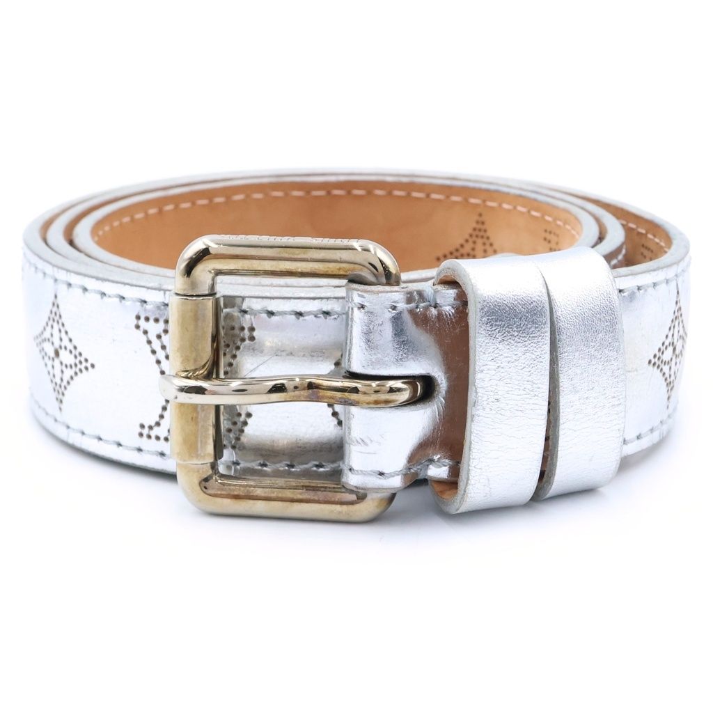 Louis Vuitton Monogram Mahina Belt Silver Perforation