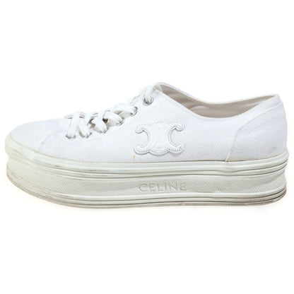 Celine Triomphe Jane Lace-up Low-Top Sneakers White Canvas