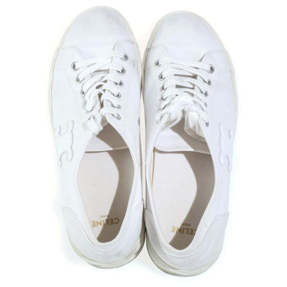 Celine Triomphe Jane Lace-up Low-Top Sneakers White Canvas — view 4