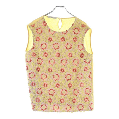 Prada Floral Embroidery Sleeveless Top Tank Top Front Silk Blend