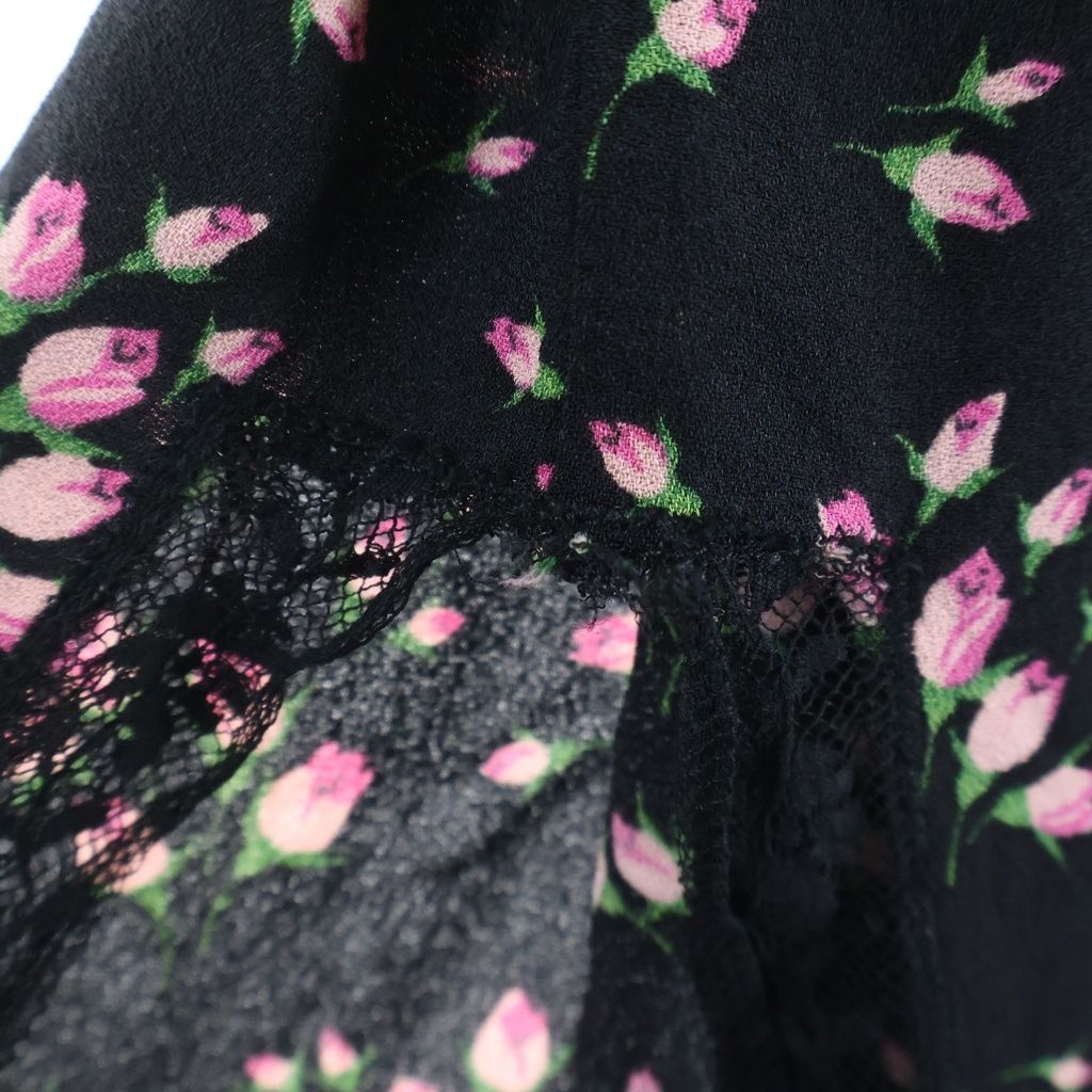 Prada Floral Chiffon Lace Dress Paneled Black — view 7