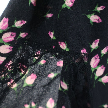 Prada Floral Chiffon Lace Dress Paneled Black — view 7