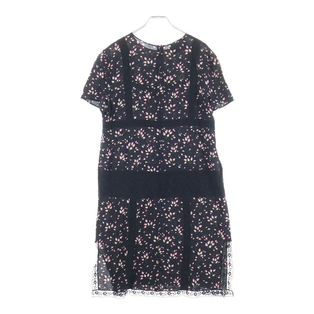 Prada Floral Chiffon Lace Dress Paneled Black — view 2