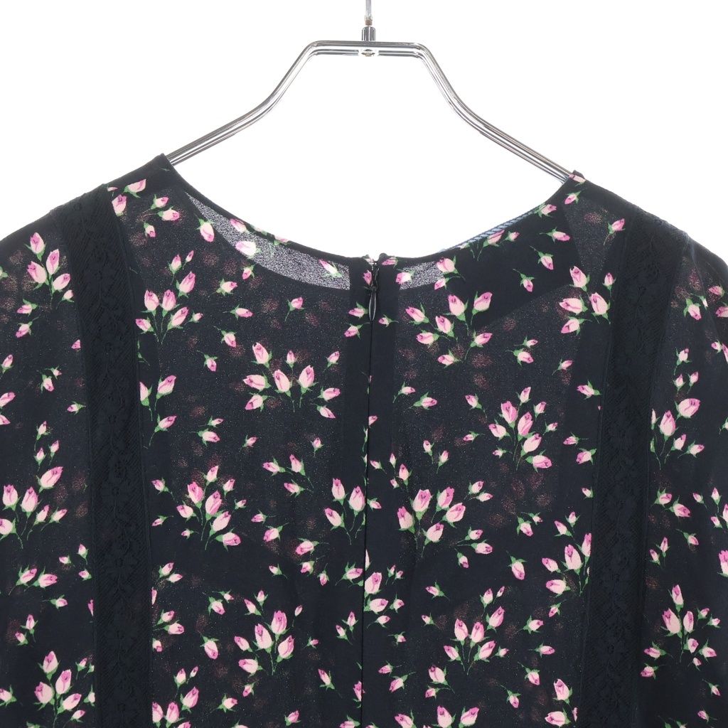 Prada Floral Chiffon Lace Dress Paneled Black — view 4