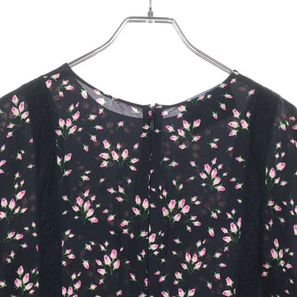 Prada Floral Chiffon Lace Dress Paneled Black — view 4