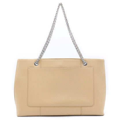 Chanel CC Logo Chain Tote Bag Beige Cabiskin Silver — view 2