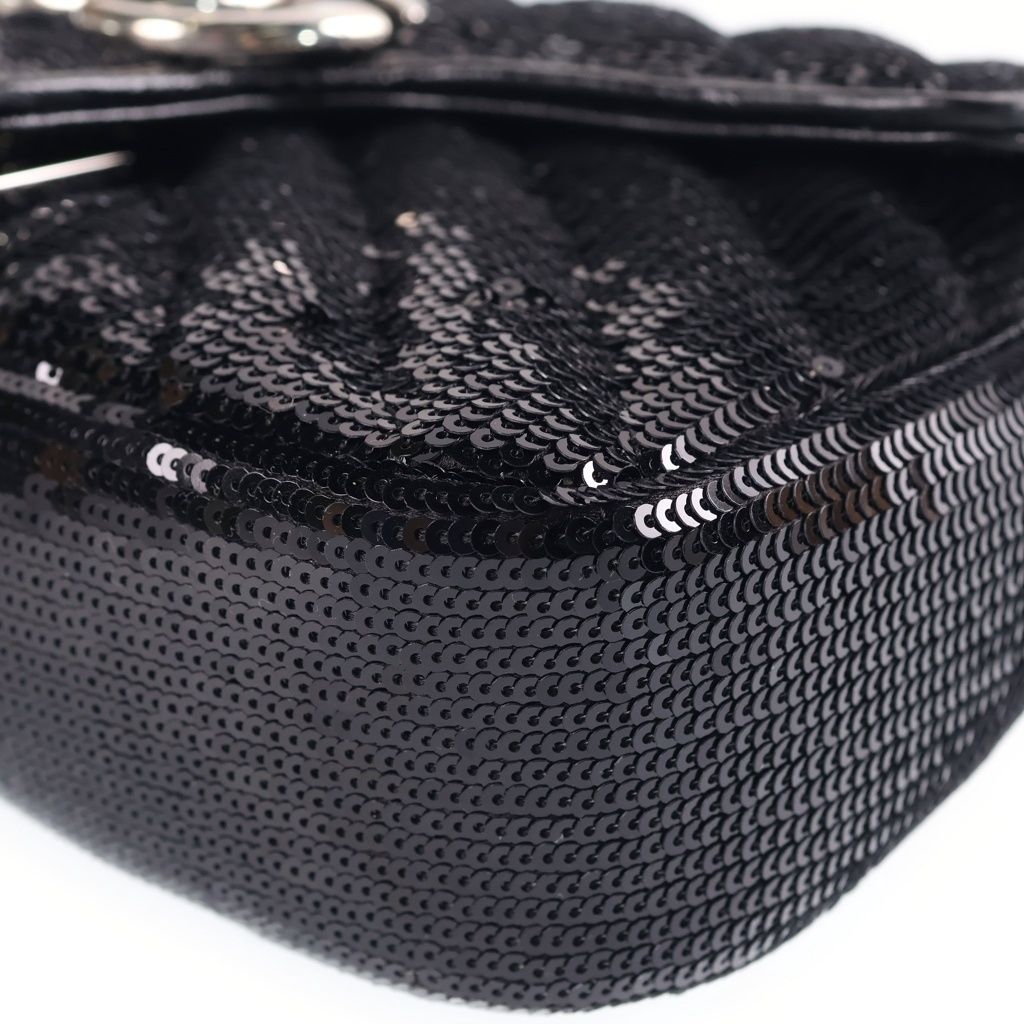 Gucci GG Marmont Chain Shoulder Bag Sequin Leather Silver — view 5