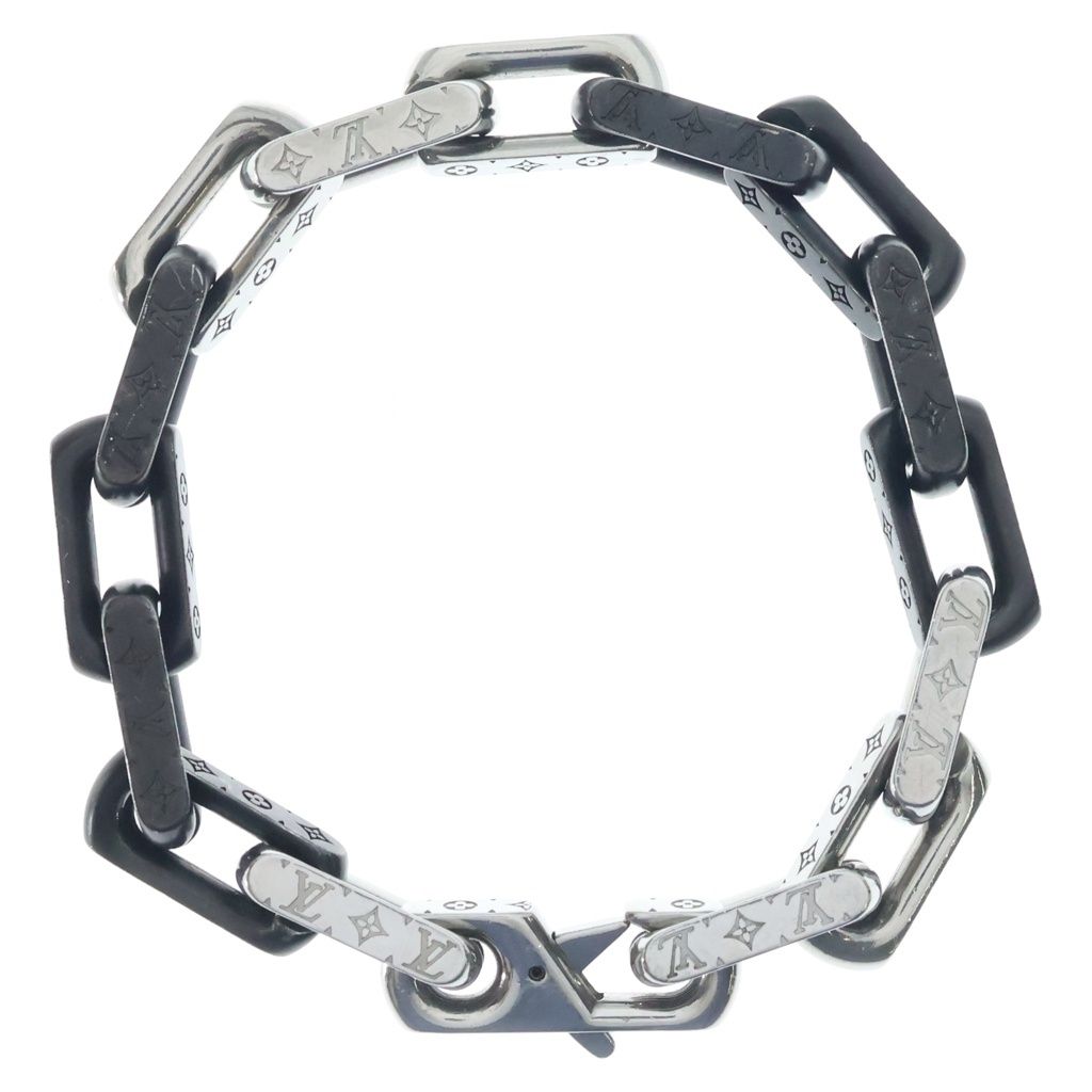 Louis Vuitton Collier Monogram Chain Bracelet Black Silver