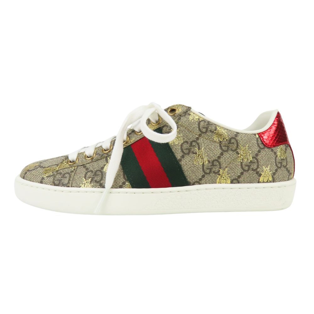 Gucci Sneakers Ace Bee GG Supreme Canvas Beige Red Green White Sherry Low — view 3
