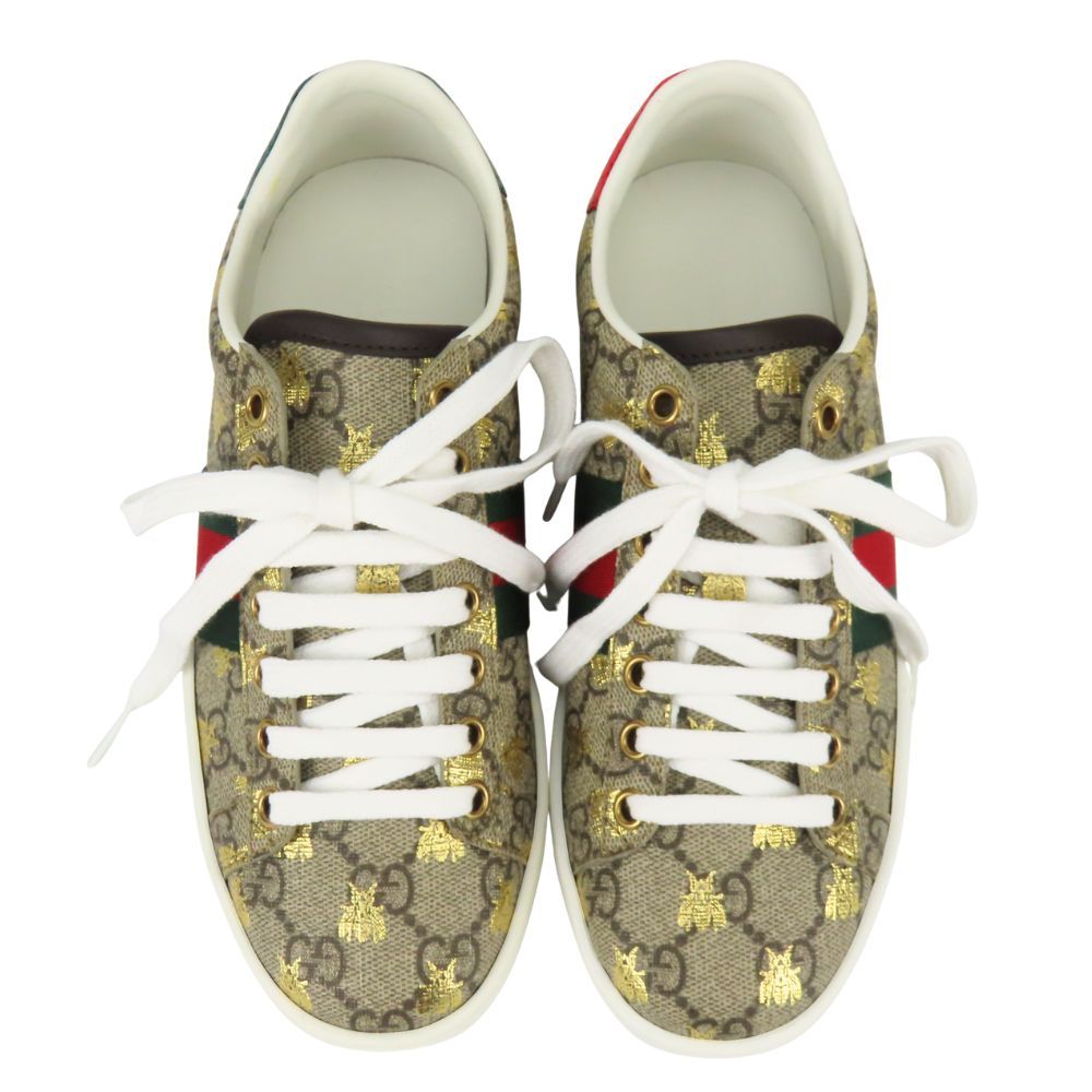 Gucci Sneakers Ace Bee GG Supreme Canvas Beige Red Green White Sherry Low — view 2