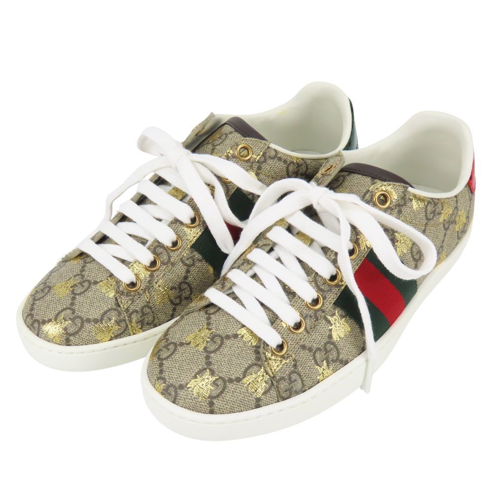 Gucci Sneakers Ace Bee GG Supreme Canvas Beige Red Green White Sherry Low