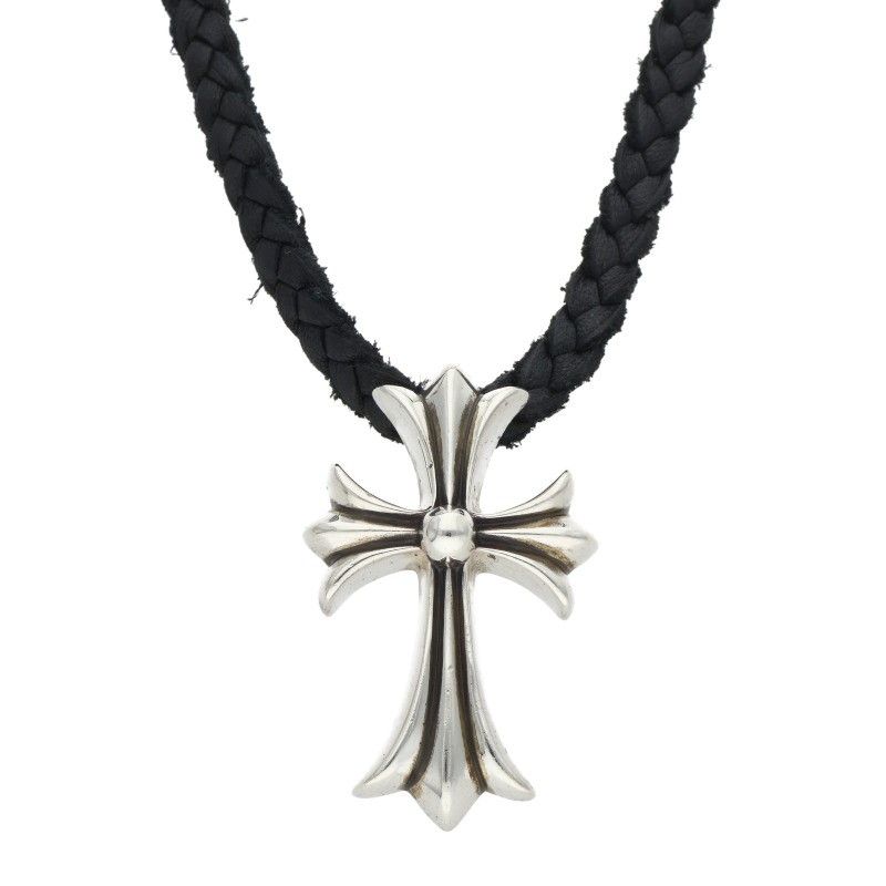 Chrome Hearts CH Cross BC Small CH Crossboro Chip Silver Necklace