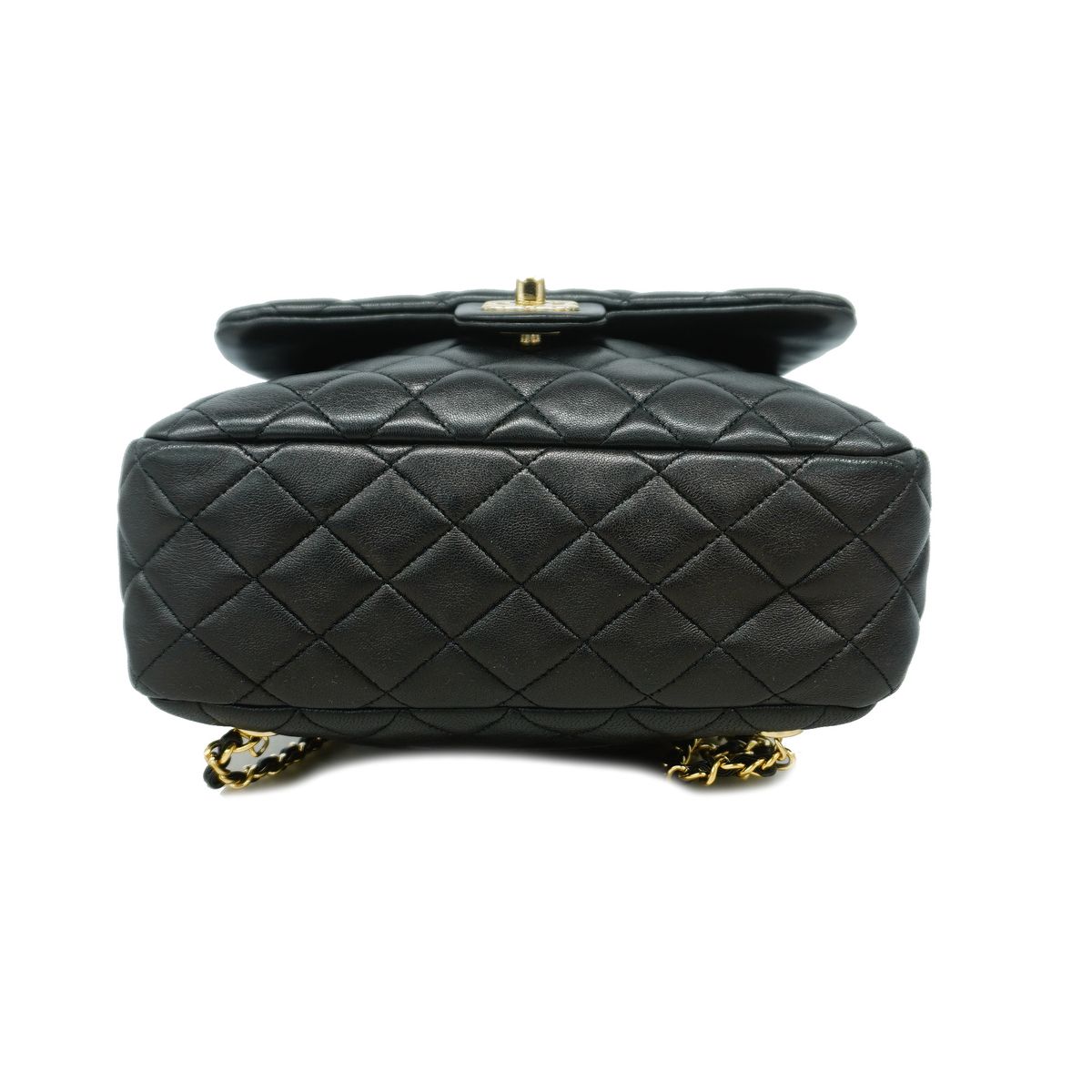 Chanel Backpack Quilted Lambskin Black Champagne Gold — view 3