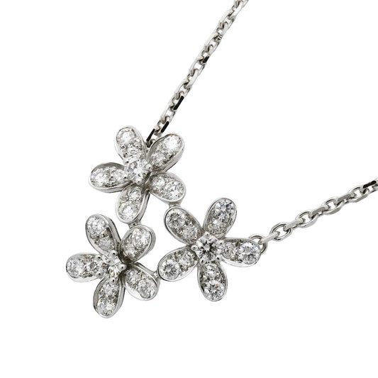Van Cleef & Arpels Necklace Socrates 3 Flower 18k White Gold Diamond