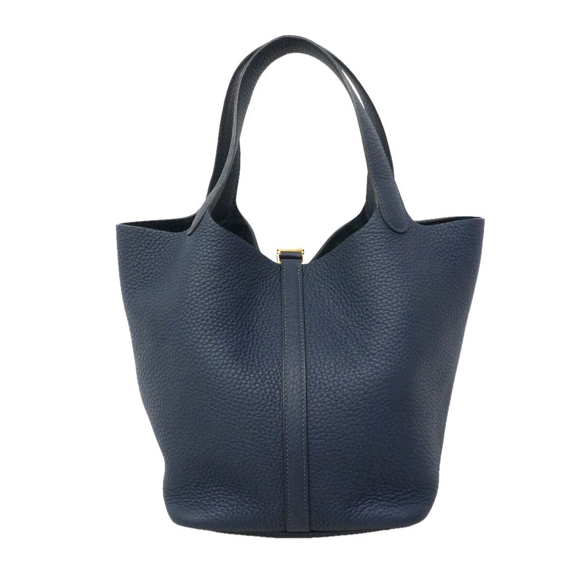 Hermes Handbag Picotin Lock MM Taurillon Clemence Blue Tie Gold — view 8