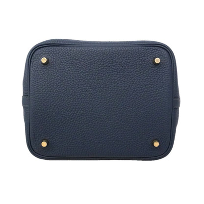 Hermes Handbag Picotin Lock MM Taurillon Clemence Blue Tie Gold — view 3
