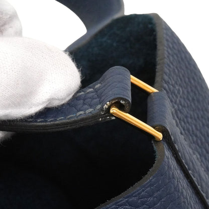 Hermes Handbag Picotin Lock MM Taurillon Clemence Blue Tie Gold — view 7