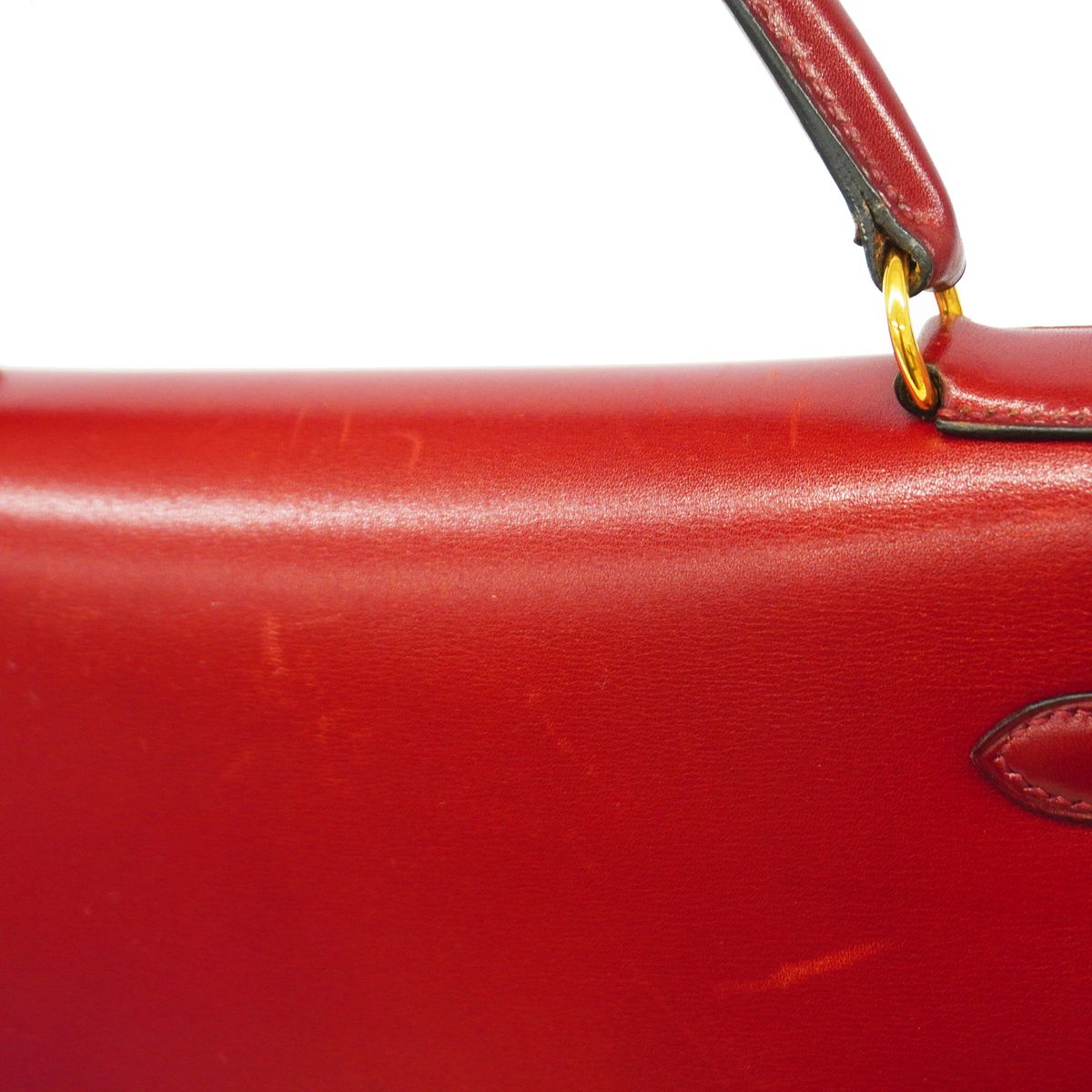Hermes Handbag Kelly 32 Box Calf Rouge Ash Gold 2-Way Bag — view 8