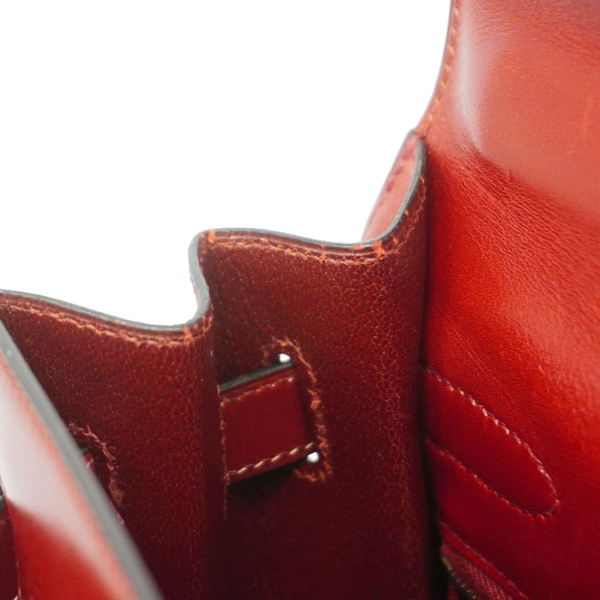 Hermes Handbag Kelly 32 Box Calf Rouge Ash Gold 2-Way Bag — view 7