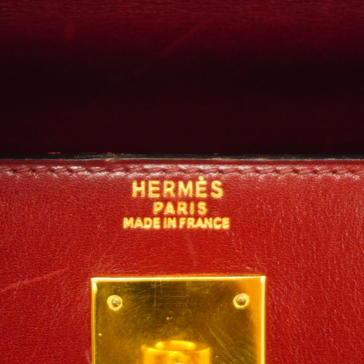 Hermes Handbag Kelly 32 Box Calf Rouge Ash Gold 2-Way Bag — view 5