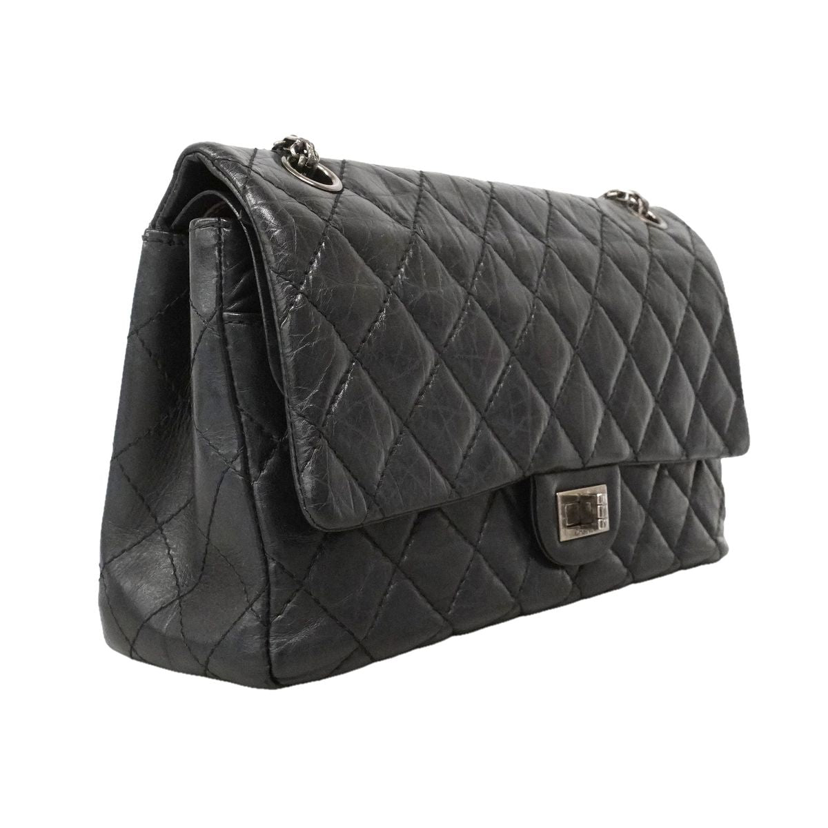 Chanel Shoulder Bag 2.55 Quilted Leather Black Silver — view 2