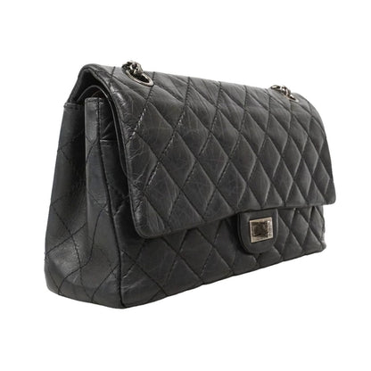 Chanel Shoulder Bag 2.55 Quilted Leather Black Silver — view 2