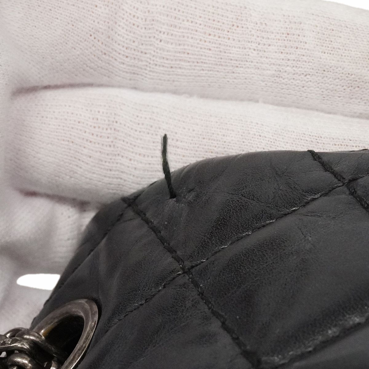 Chanel Shoulder Bag 2.55 Quilted Leather Black Silver — view 8