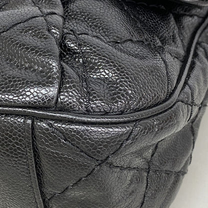 Chanel Shoulder Bag Quilted Caviar Leather Black Gold — view 6