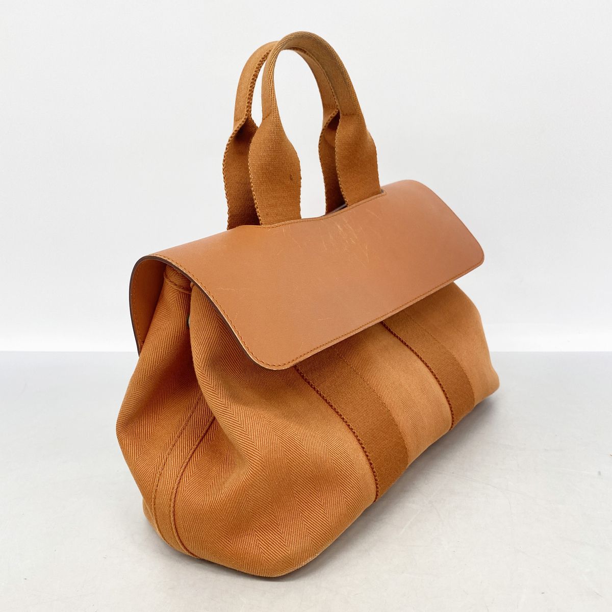 Hermes Tote Bag Valparaiso PM Toile Chevron Orange Silver — view 2