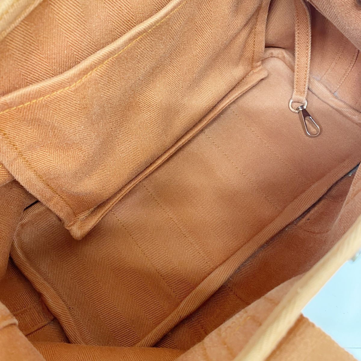 Hermes Tote Bag Valparaiso PM Toile Chevron Orange Silver — view 4
