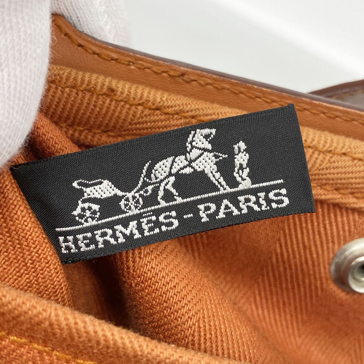 Hermes Tote Bag Valparaiso PM Toile Chevron Orange Silver — view 5