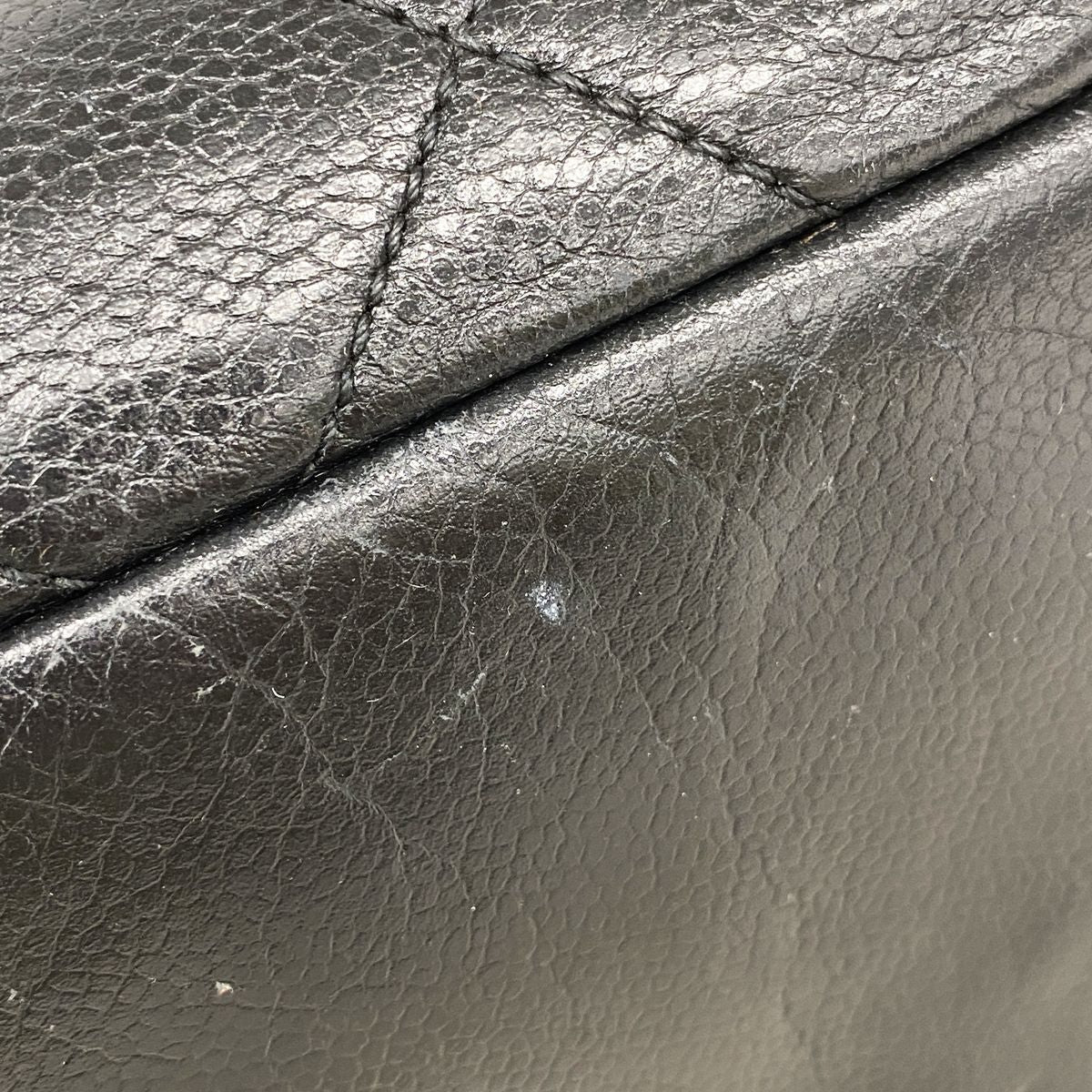 Chanel Shoulder Bag Quilted Caviar Leather Black Silver — view 8