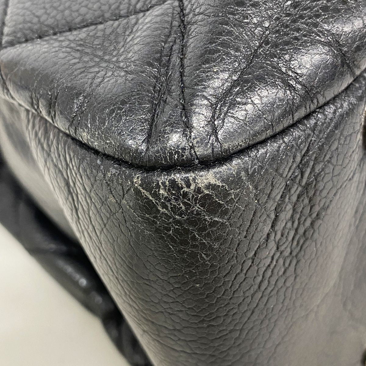 Chanel Shoulder Bag Quilted Caviar Leather Black Silver — view 6