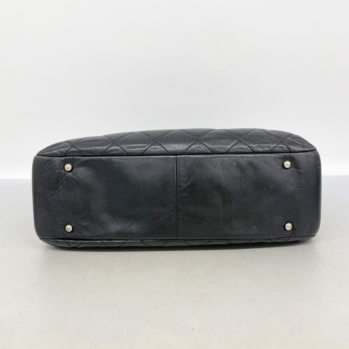Chanel Shoulder Bag Quilted Caviar Leather Black Silver — view 3
