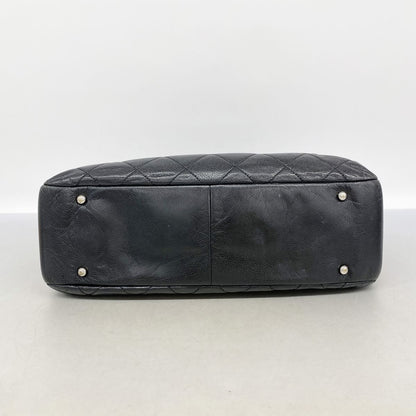 Chanel Shoulder Bag Quilted Caviar Leather Black Silver — view 3