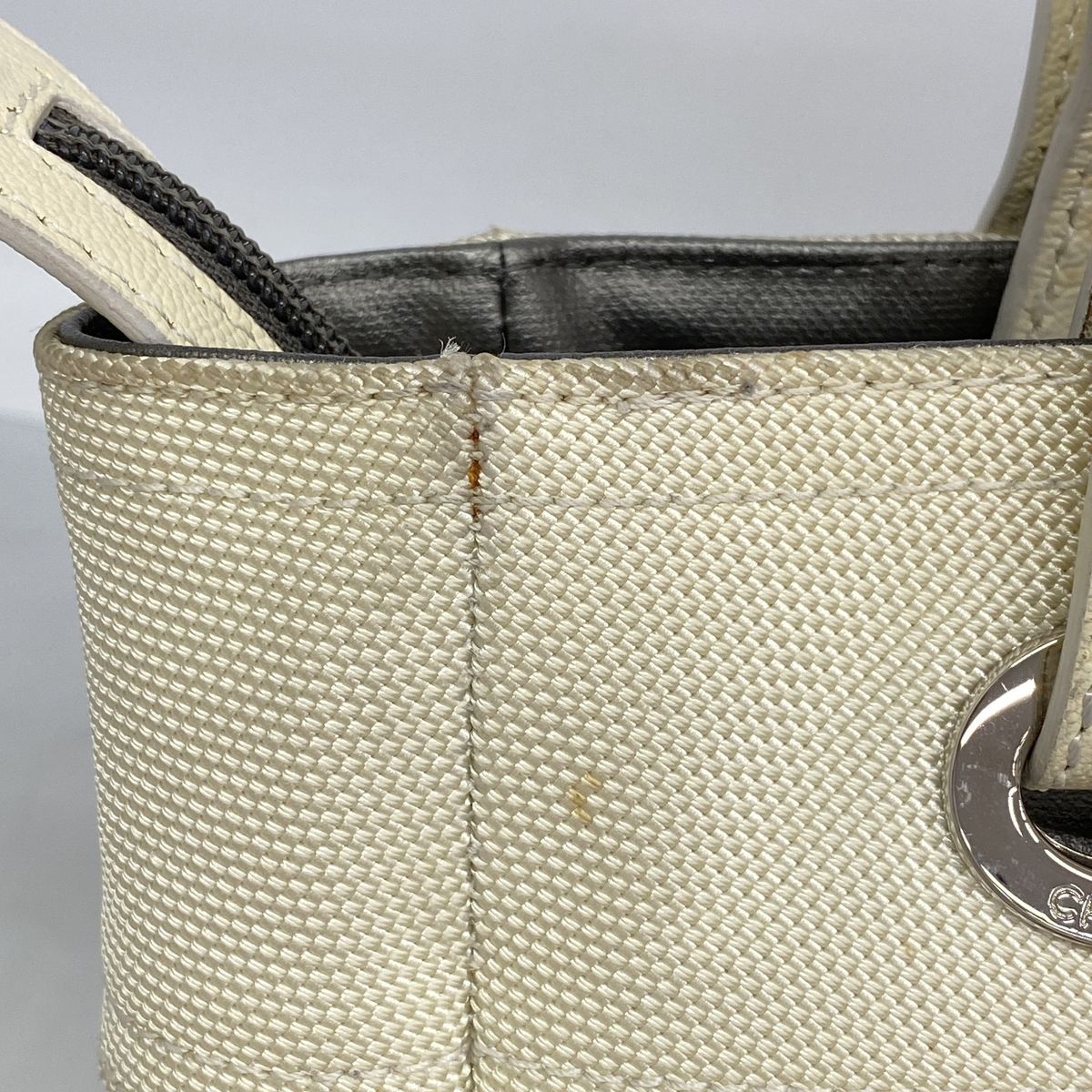 Chanel Tote Bag Paris Biarritz Canvas Silver Ivory — view 6