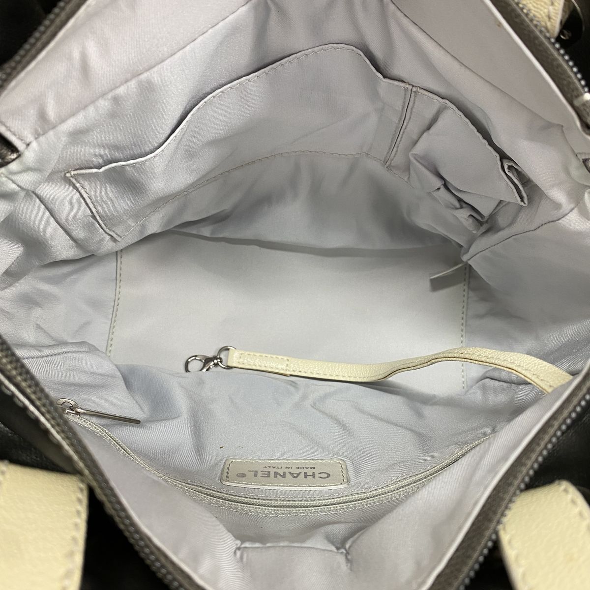 Chanel Tote Bag Paris Biarritz Canvas Silver Ivory — view 4