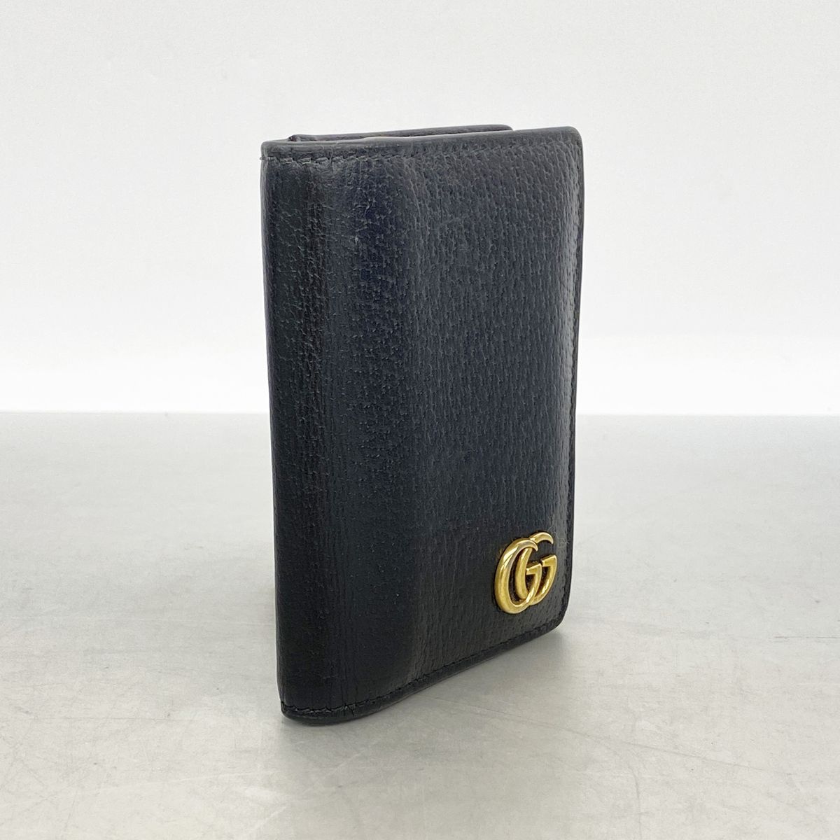 Gucci Card Case GG Marmont Leather Black Gold — view 2