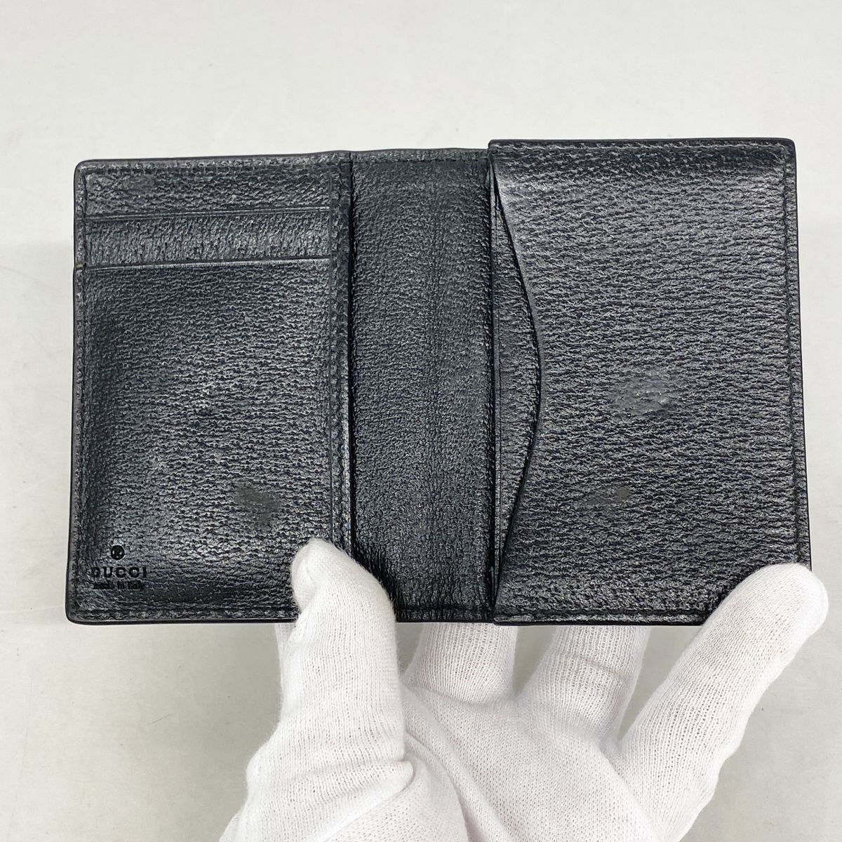 Gucci Card Case GG Marmont Leather Black Gold — view 3