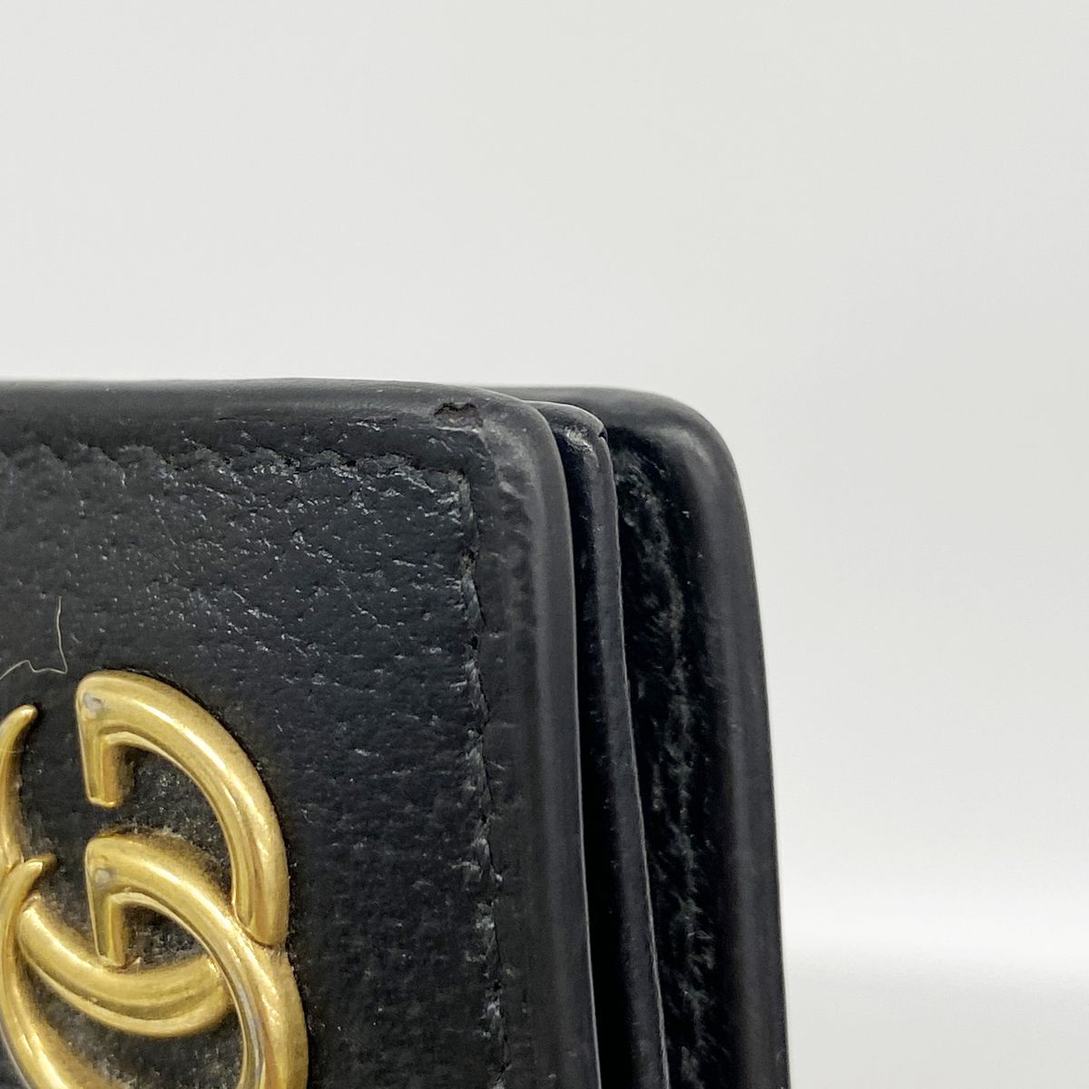 Gucci Card Case GG Marmont Leather Black Gold — view 5