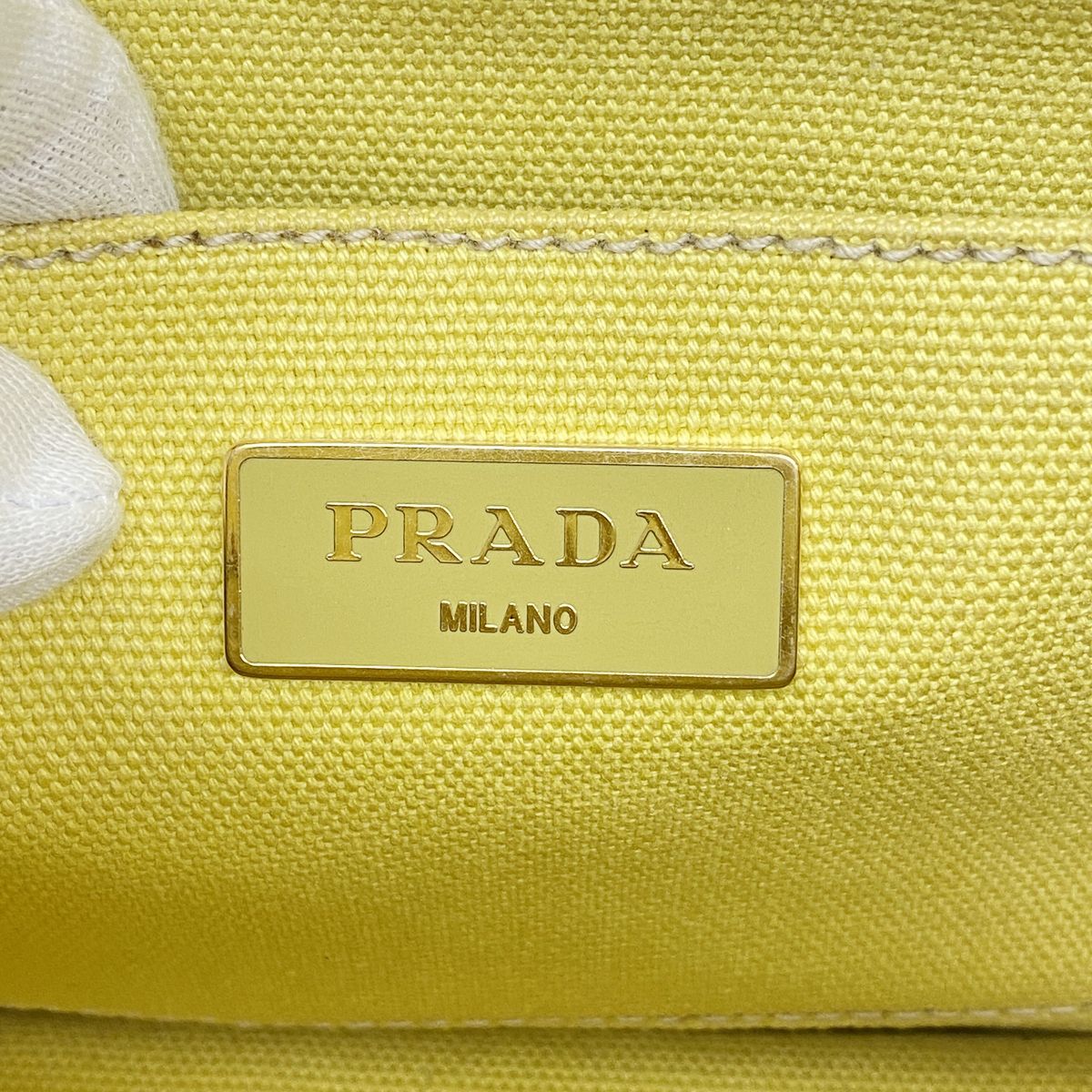 Prada Tote Bag Canapa Canvas Yellow Gold — view 5